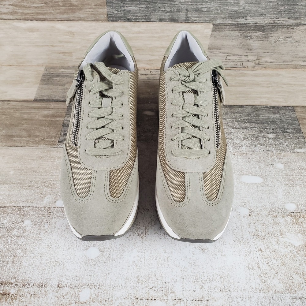Johnston & Murphy Gracie Womens Shoes Sz 6.5 M Sage Suede Side Zip Sneakers - Picture 2 of 10